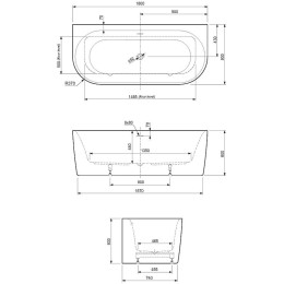 Акриловая ванна Cezares Metauro 180x80 METAURO-INT-Wall-180-80-60