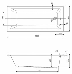 Акриловая ванна Cezares Plane Solo Mini 180x80 PLANE SOLO MINI-180-80-42-W37