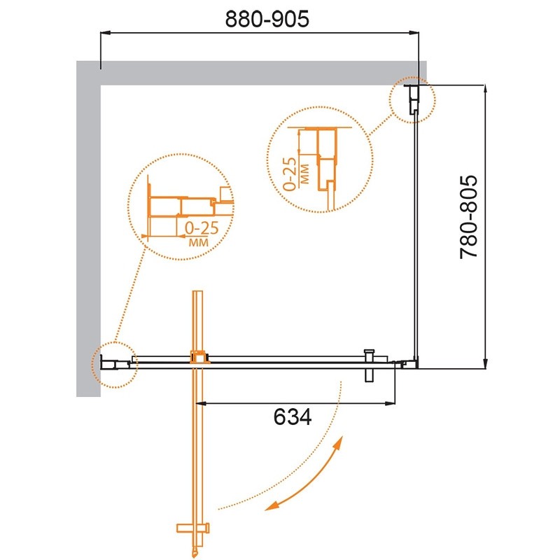 Душевой уголок Cezares Molveno 90x80 MOLVENO-AH-1-90/80-C-Cr-IV