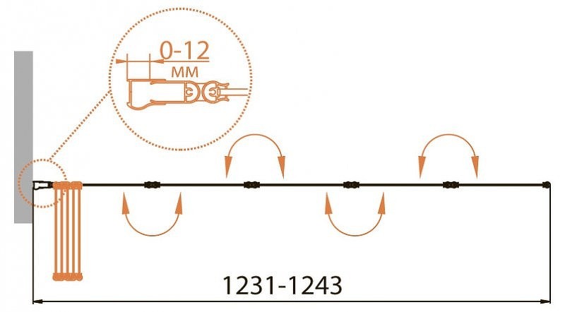 Шторка на ванну Cezares Relax 120 RELAX-V-5-120/140-C-Bi