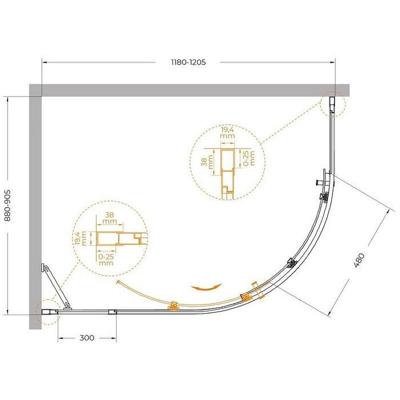 Душевой уголок Cezares Molveno 120x90 MOLVENO-RH-1-120/90-C-GM-IV