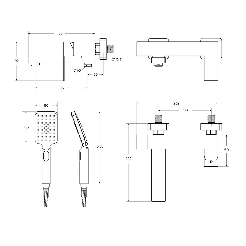 Смеситель для ванны Cezares Slider SLIDER-VD-01