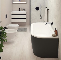 Акриловая ванна Cezares Slim 180x79 SLIM WALL-180-80-60-NERO-SET