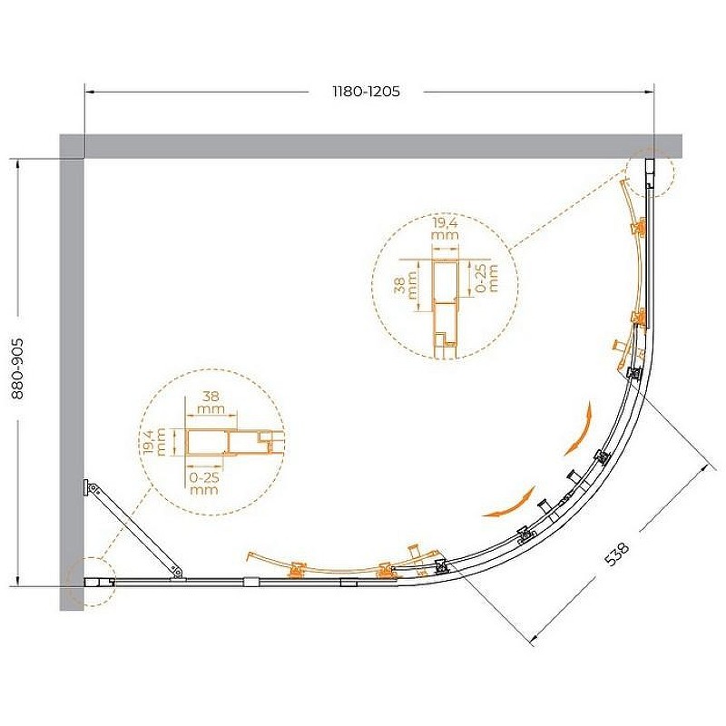 Душевой уголок Cezares Molveno 120x90 MOLVENO-RH-2-120/90-C-GM-IV