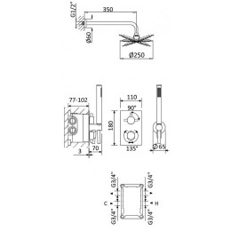Душевая система Cezares Leaf LEAF-DSIP-T-25-SS с термостатом