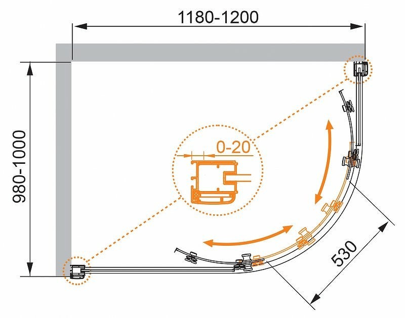 Душевой уголок Cezares Anima 120x100 L ANIMA-W-RH-2-120/100-C-Cr-L