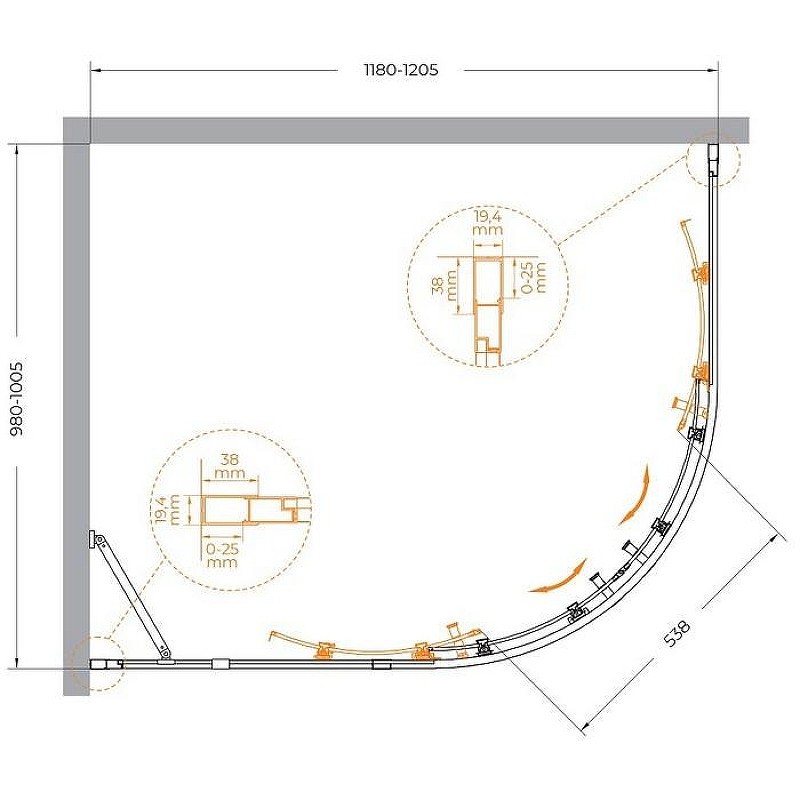Душевой уголок Cezares Molveno 120x100 MOLVENO-RH-2-120/100-C-GM-IV