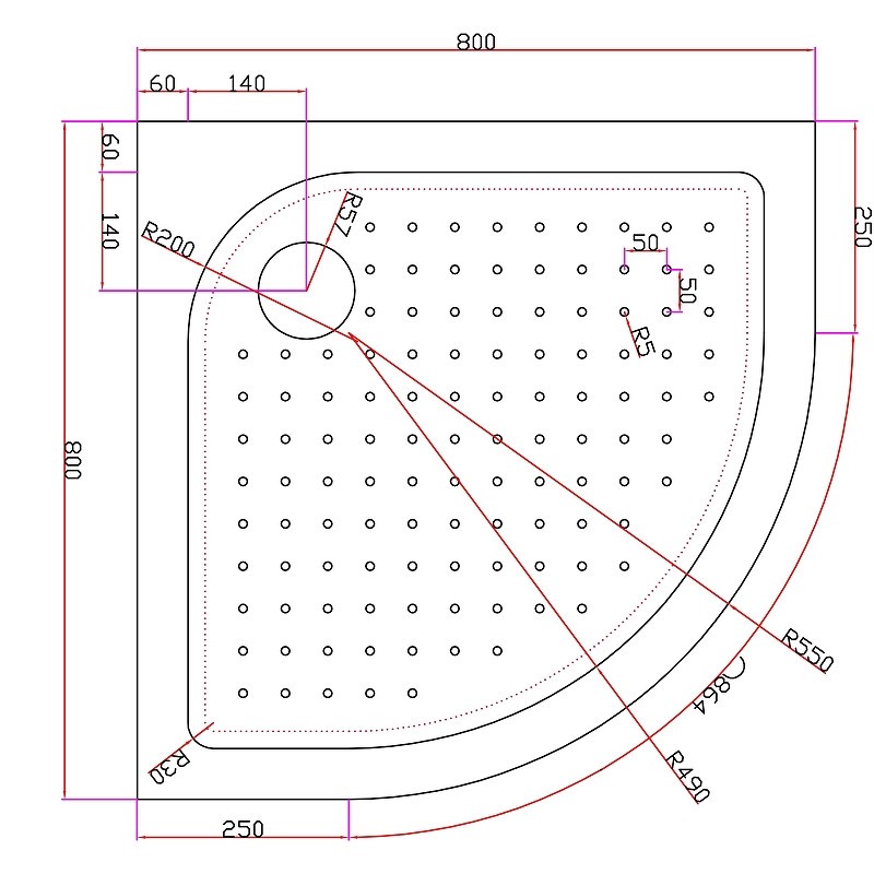 Акриловый поддон для душа Cezares Tray A 80x80 TRAY-A-R-80-550-15-W