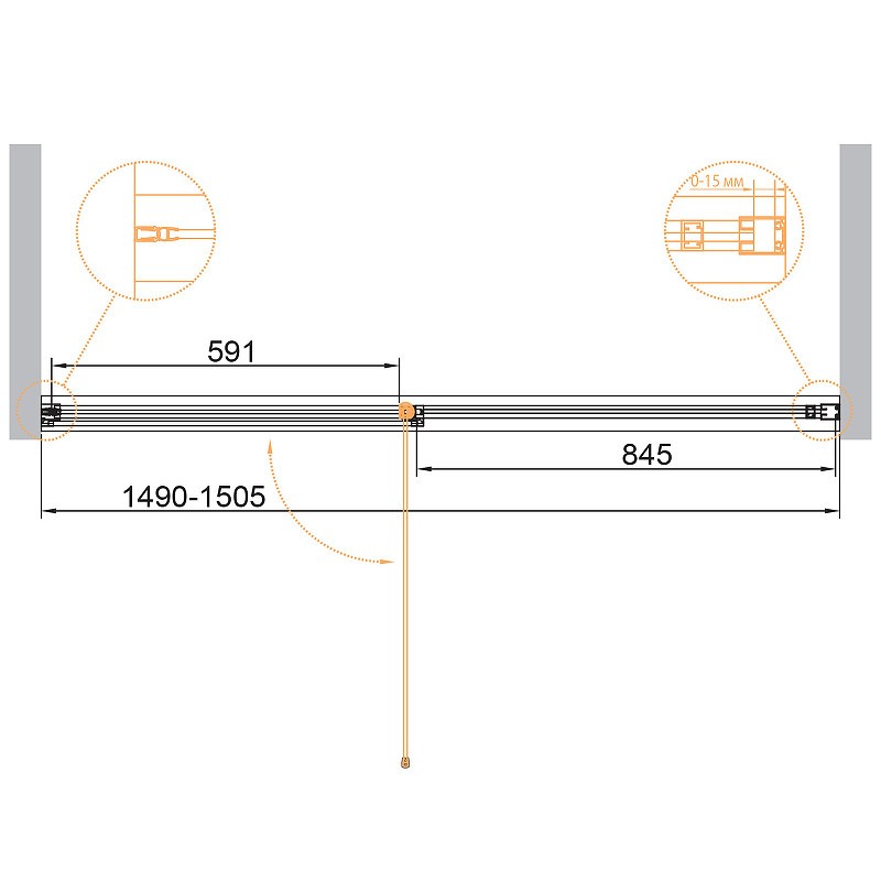 Душевая дверь Cezares Urban 150 URBAN-B-12-150-C-NERO
