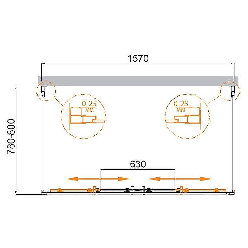 Душевой уголок Cezares Molveno 160x80 MOLVENO-AH-22-160/80-C-Cr-IV