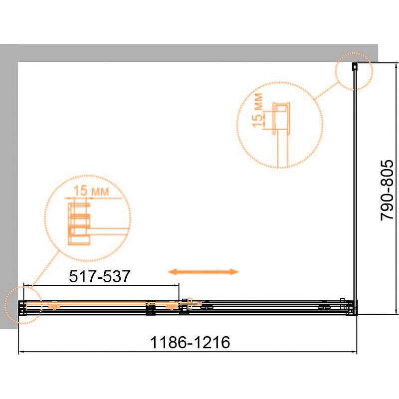 Душевой уголок Cezares Duet Soft-М 120x80 DUET SOFT-M-AH-1-120/80-C-Cr