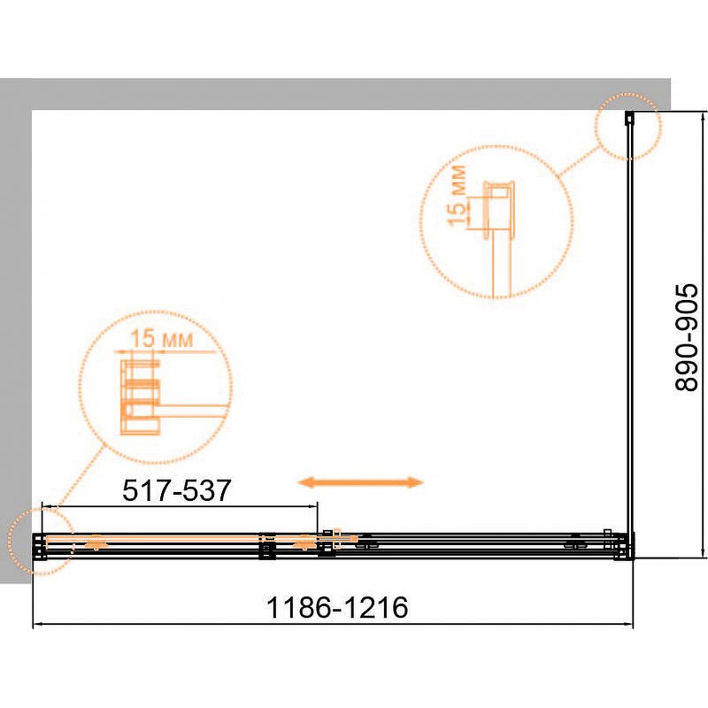 Душевой уголок Cezares Duet Soft-М 120x90 DUET SOFT-M-AH-1-120/90-C-Cr