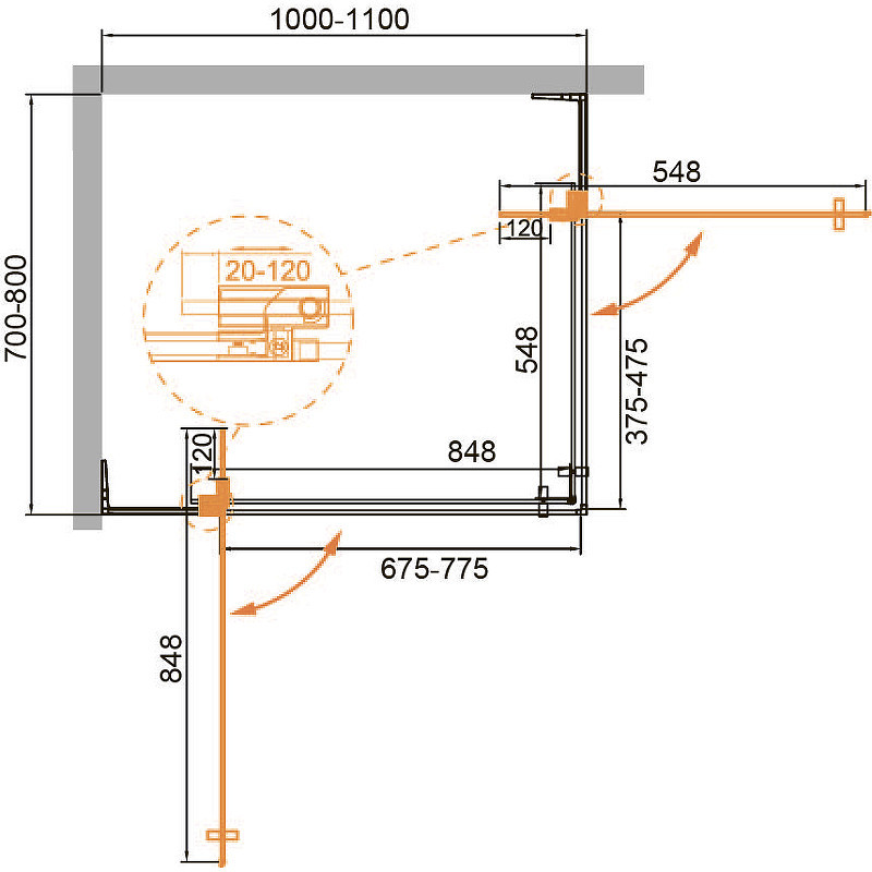 Душевой уголок Cezares Slider 110x80 SLIDER-AH-2-70/80-100/110-C-Cr