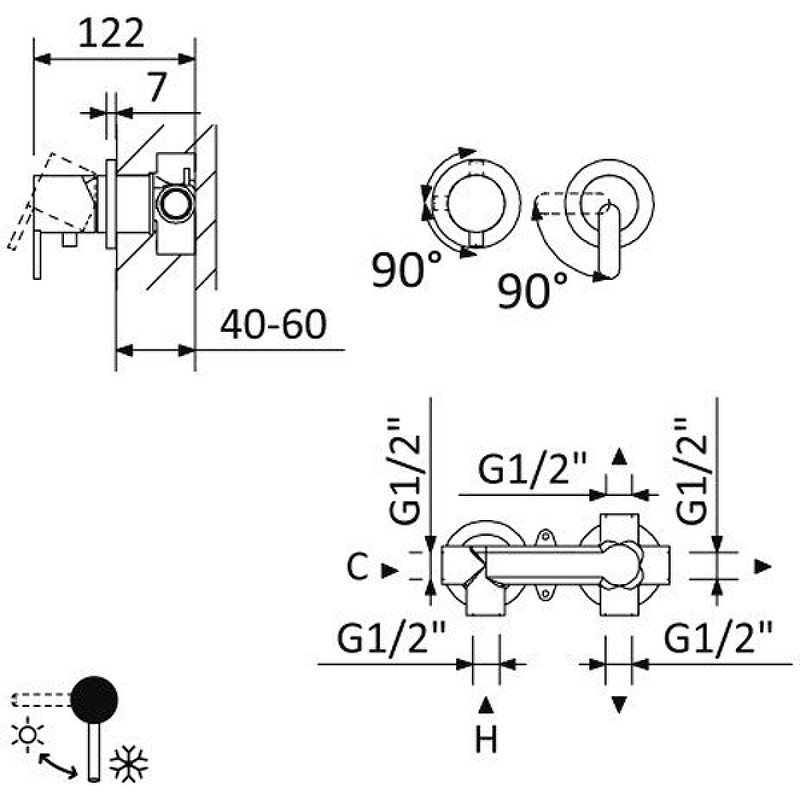 Смеситель для душа Cezares Leaf LEAF-VDIM3-L-01