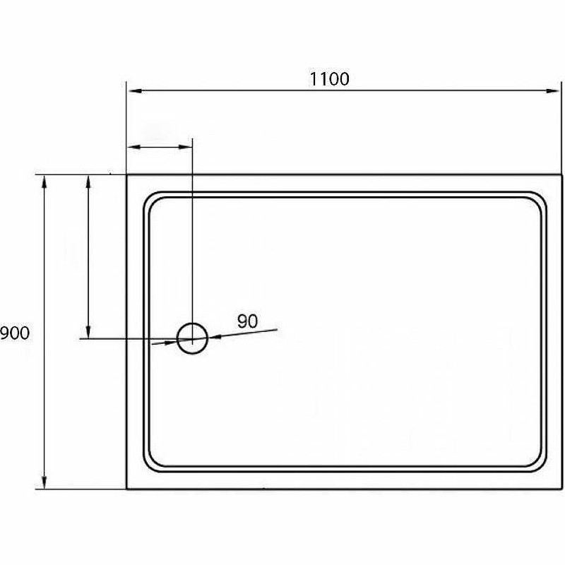 Акриловый поддон для душа Cezares Tray A 110x90 TRAY-A-AH-110/90-15-W