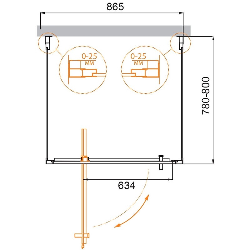 Душевой уголок Cezares Molveno 90x80 MOLVENO-BA2-90/80-C-Cr-IV