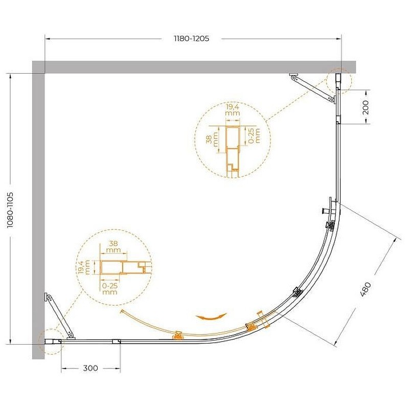 Душевой уголок Cezares Molveno 120x110 MOLVENO-RH-11-120/110-C-BORO-IV