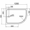 Акриловый поддон для душа Cezares Tray A 120x90 R TRAY-A-RH-120/90-550-15-W-R