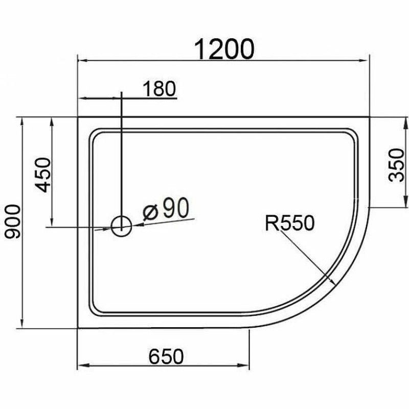 Акриловый поддон для душа Cezares Tray A 120x90 R TRAY-A-RH-120/90-550-15-W-R