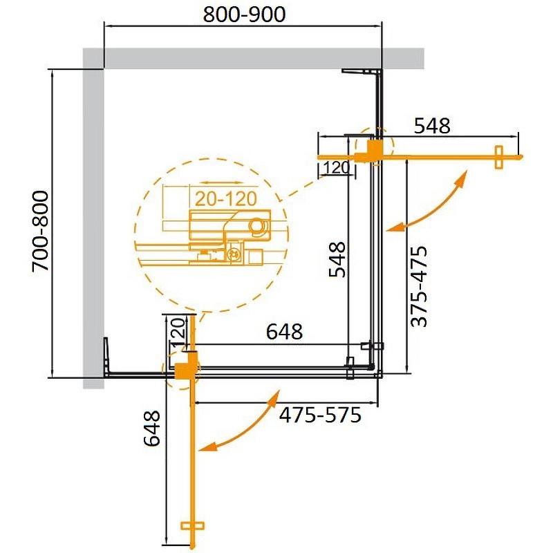 Душевой уголок Cezares Slider 90x80 SLIDER-AH-2-70/80-80/90-C-Cr