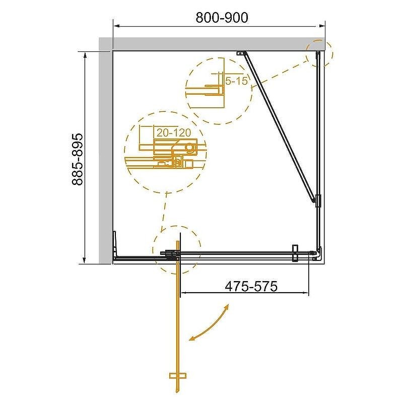 Душевой уголок Cezares Slider 90x90 SLIDER-AH-1-90-80/90-BR-BORO