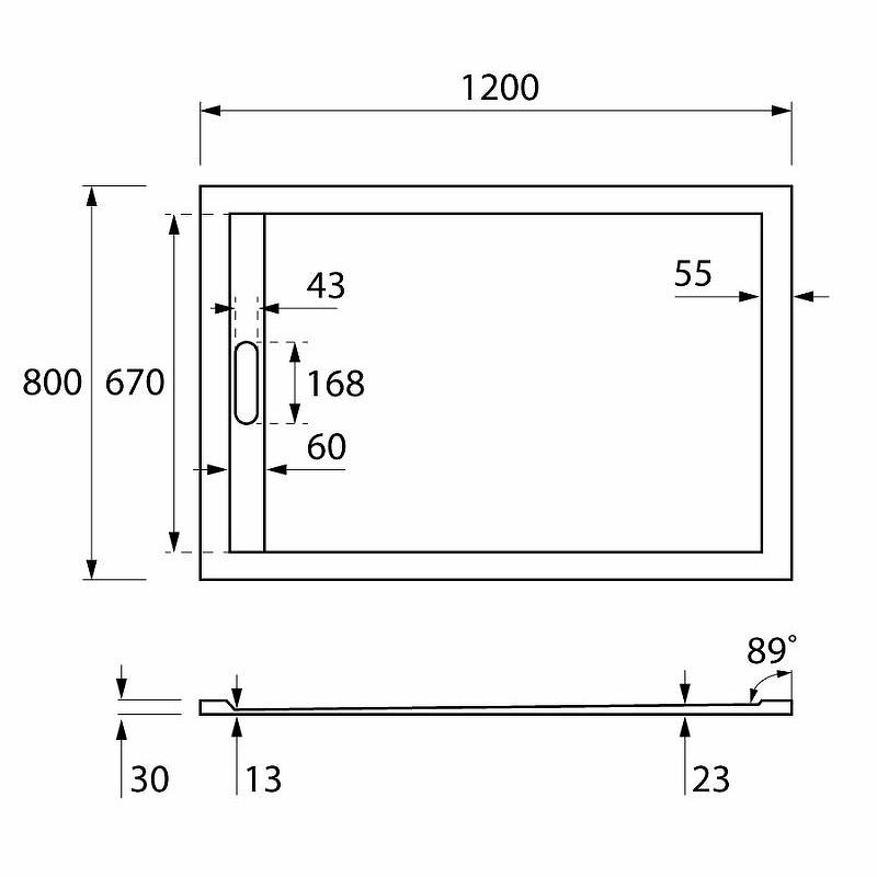 Душевой поддон из искусственного камня Cezares Tray AS 120x80 TRAY-AS-AH-120/80-30-W