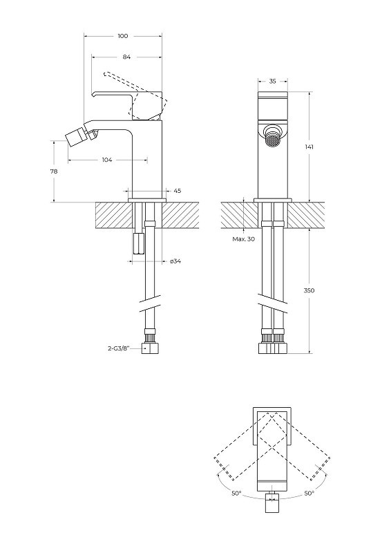 Смеситель для биде Cezares Porta PORTA-BS1-SS