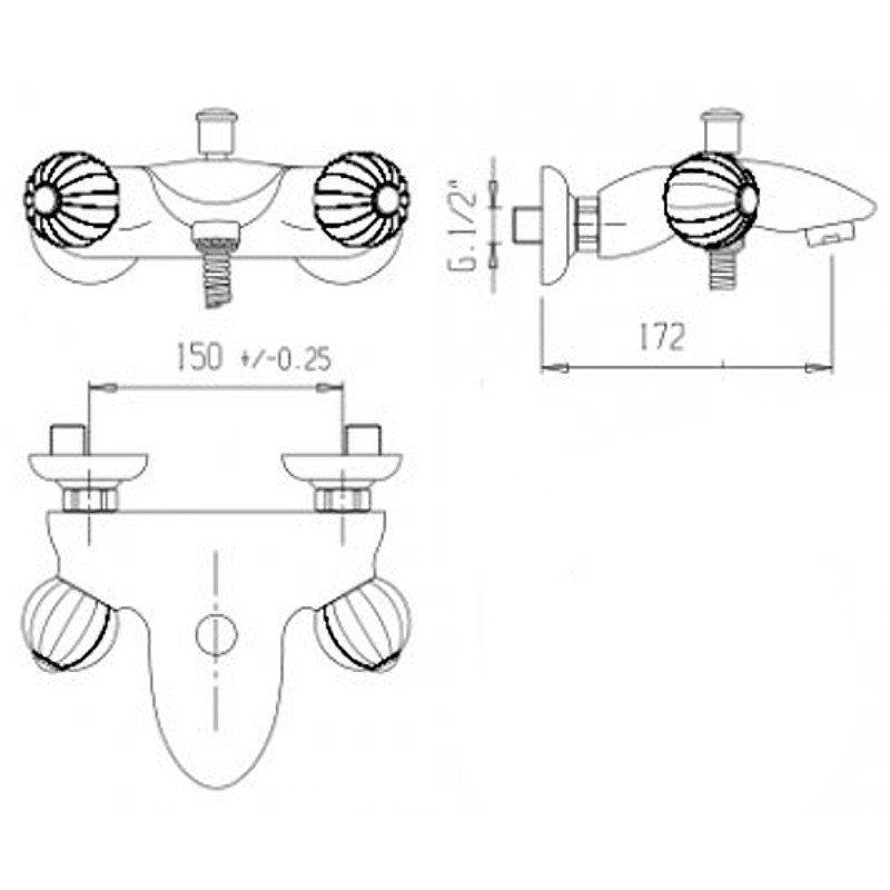 Смеситель для ванны Cezares Royal Palace ROYAL PALACE-V-02-MS