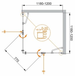 Душевой уголок Cezares Elena 120x120 ELENA-W-A-22-120-C-Cr