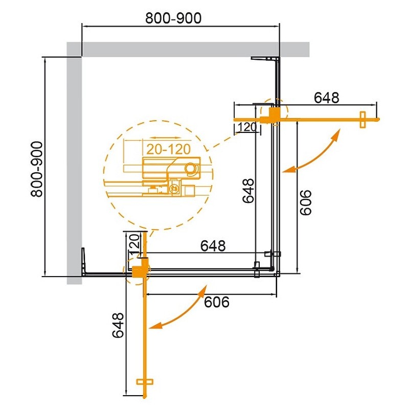 Душевой уголок Cezares Slider 90x90 SLIDER-A-2-80/90-C-BORO