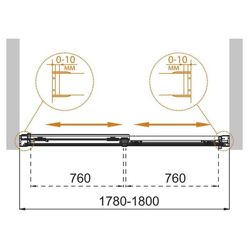 Шторка на ванну Cezares Tandem-Soft 180 TANDEM-SOFT-VF-2-180/145-C-BORO-IV