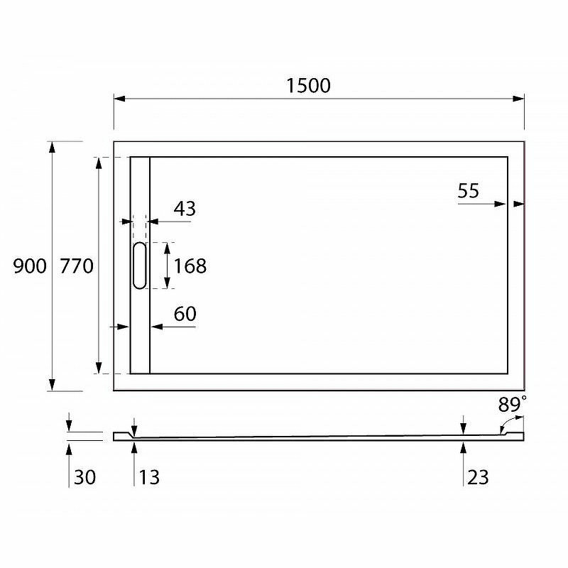 Душевой поддон из искусственного камня Cezares Tray AS 150x90 TRAY-AS-AH-150/90-30-W