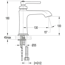 Смеситель для раковины Cezares LIBERTY-F-LS-01-W0