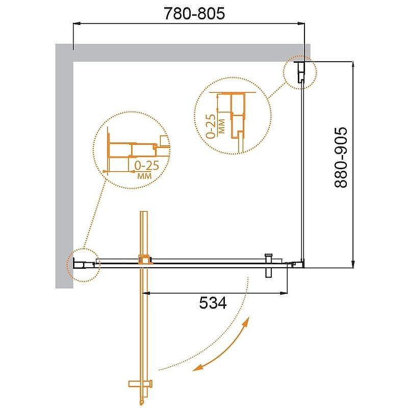 Душевой уголок Cezares Molveno 80x90 MOLVENO-AH-1-80/90-C-Cr-IV