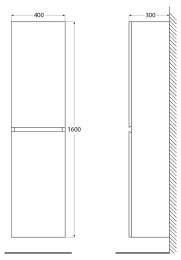 Шкаф пенал Cezares Molveno 40 MOLVENO-1600-2A-SC-NR подвесной