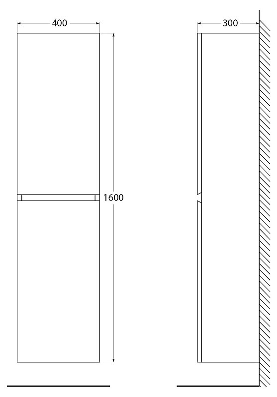 Шкаф пенал Cezares Molveno 40 MOLVENO-1600-2A-SC-NR подвесной