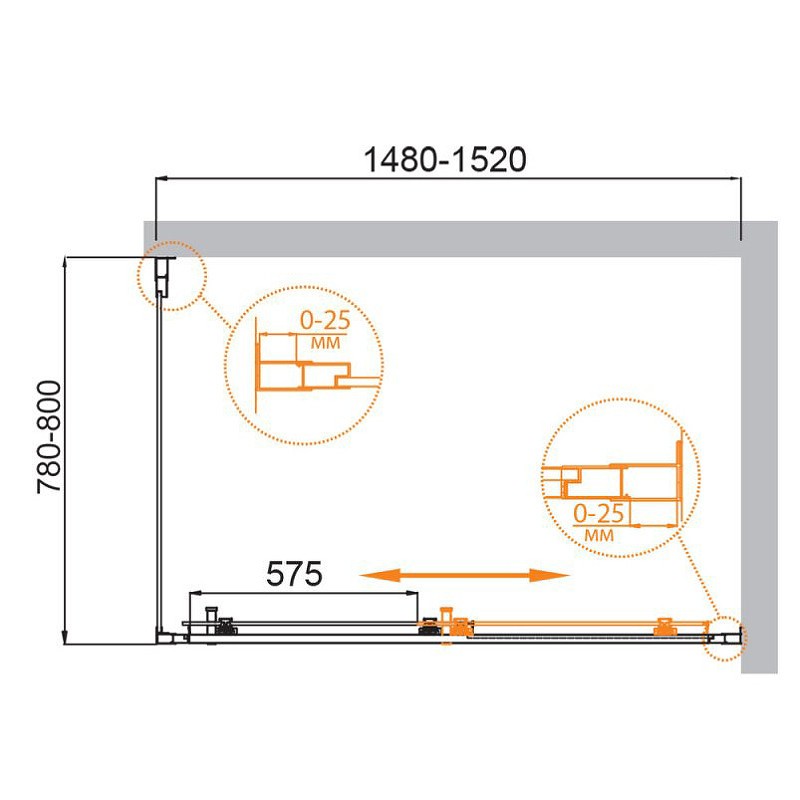 Душевой уголок Cezares Molveno 150x80 MOLVENO-AH-11-150/80-C-Cr-IV