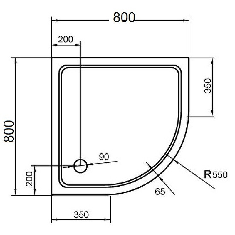 Душевой поддон из стеклокомпозита Cezares Tray SMC 80x80 Tray-M-R-80-550-35-W