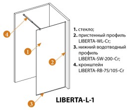 Душевая перегородка Cezares Liberta 120 LIBERTA-L-1-120-C-NERO
