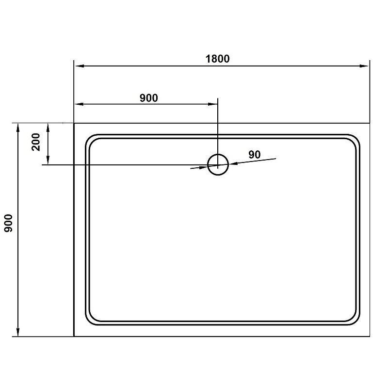 Душевой поддон из стеклокомпозита Cezares Tray SMC 180x90 TRAY-M-AH-180/90-35-W