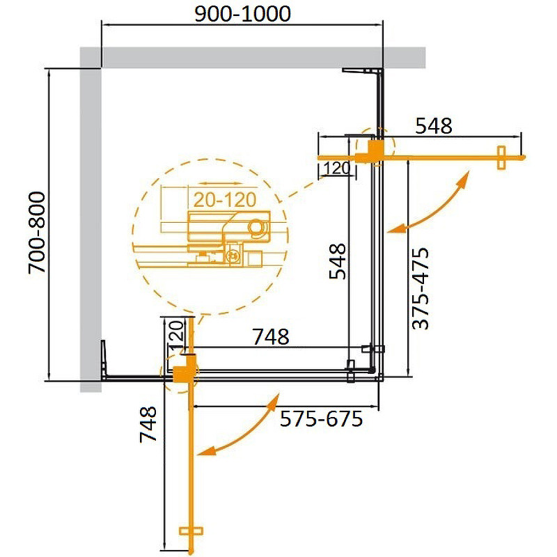 Душевой уголок Cezares Slider 100x80 SLIDER-AH-2-70/80-90/100-C-Cr