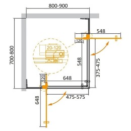 Душевой уголок Cezares Slider 90x80 SLIDER-AH-2-70/80-80/90-GRIGIO-GM