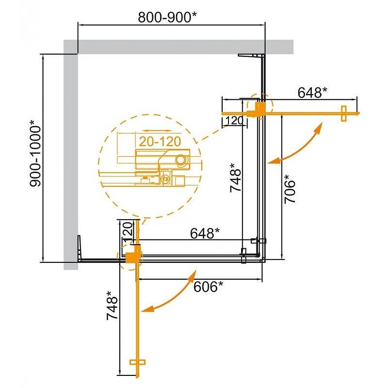 Душевой уголок Cezares Slider 100x90 SLIDER-AH-2-80/90-90/100-C-GM