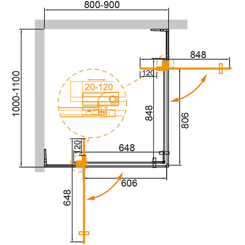 Душевой уголок Cezares Slider 110х90 SLIDER-AH-2-80/90-100/110-C-Cr