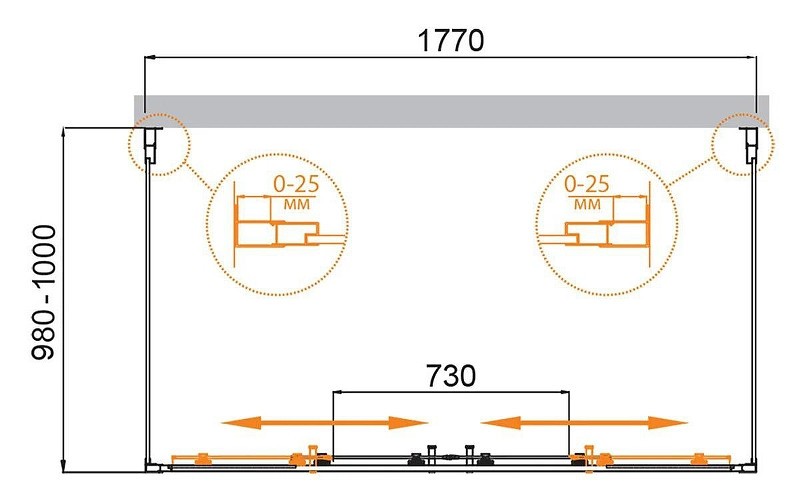 Душевой уголок Cezares Molveno 180x100 MOLVENO-AH-2/2-180/100-C-Cr-IV