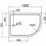 Акриловый поддон для душа Cezares Tray A 120x90 L TRAY-A-RH-120/90-550-15-W-L