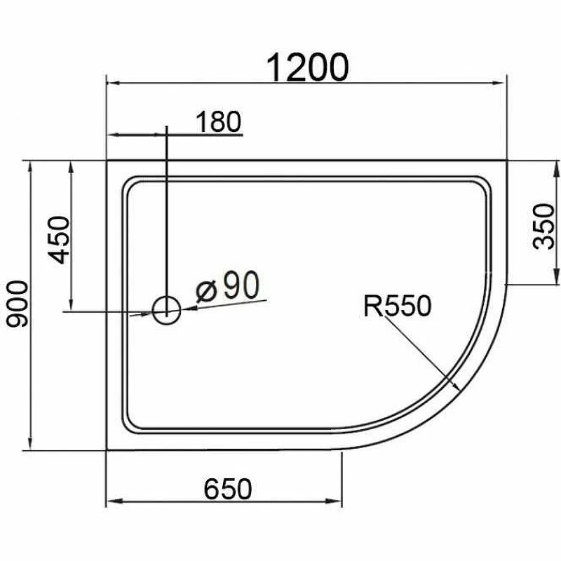 Акриловый поддон для душа Cezares Tray A 120x90 L TRAY-A-RH-120/90-550-15-W-L