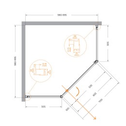 Душевой уголок Cezares Eco 100x100 ECO-O-P-1-100-P-Cr
