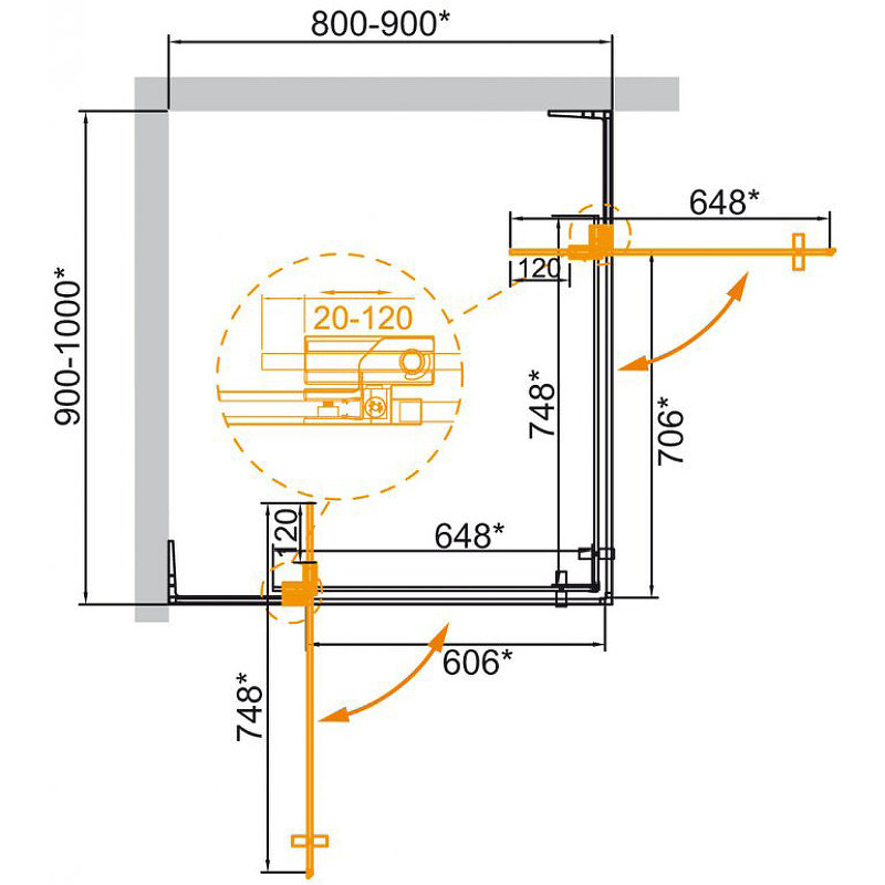 Душевой уголок Cezares Slider 100х90 SLIDER-AH-2-80/90-90/100-BR-NERO