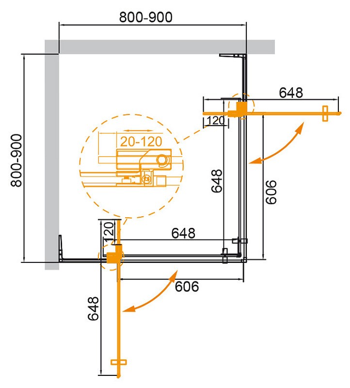 Душевой уголок Cezares Slider 90x90 SLIDER-A-2-80/90-BR-NERO